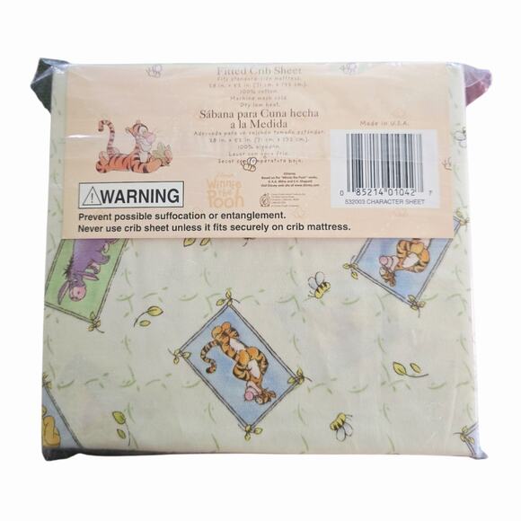 Vintage Disney Winnie the Pooh "Sincerely Pooh" fitted crib sheet Y2K NEW - Picture 2 of 4